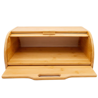 Bamboo Bread Box with Slide-Out Chopping Board