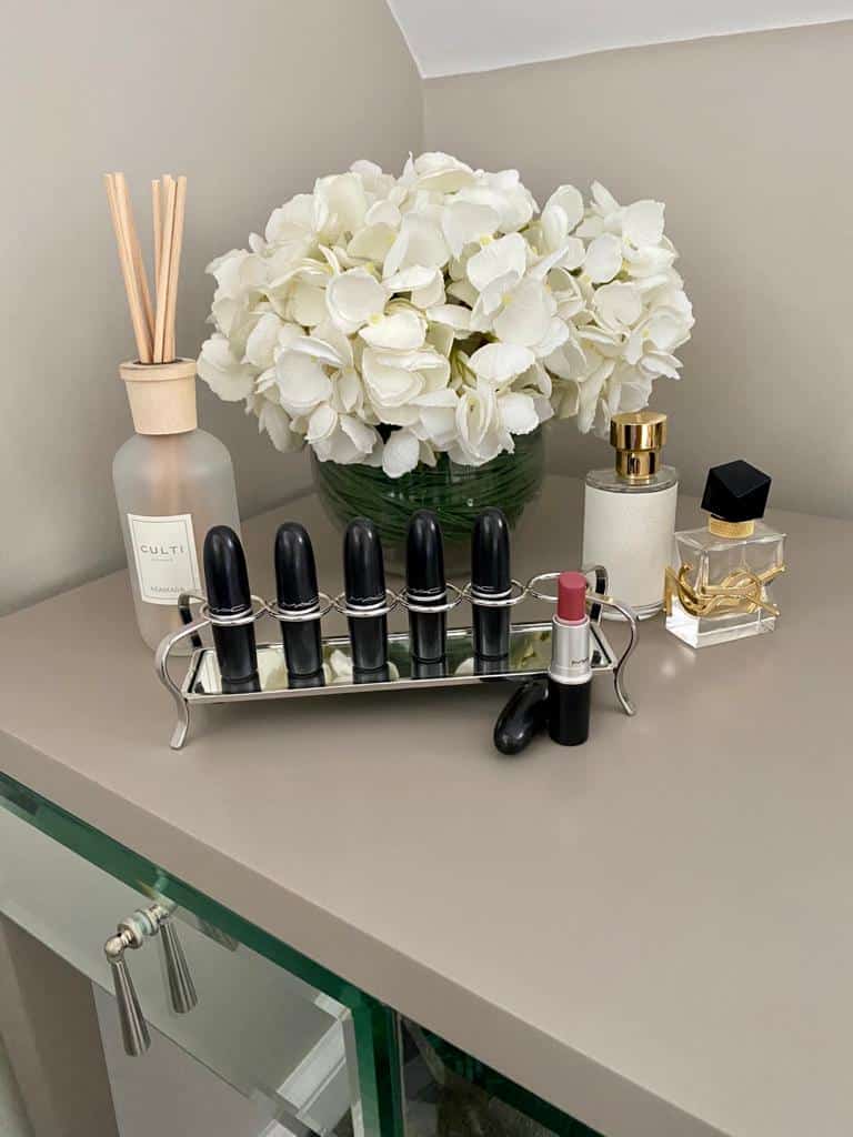 Silver 6 Part Lipstick Cosmetic Display Organizer