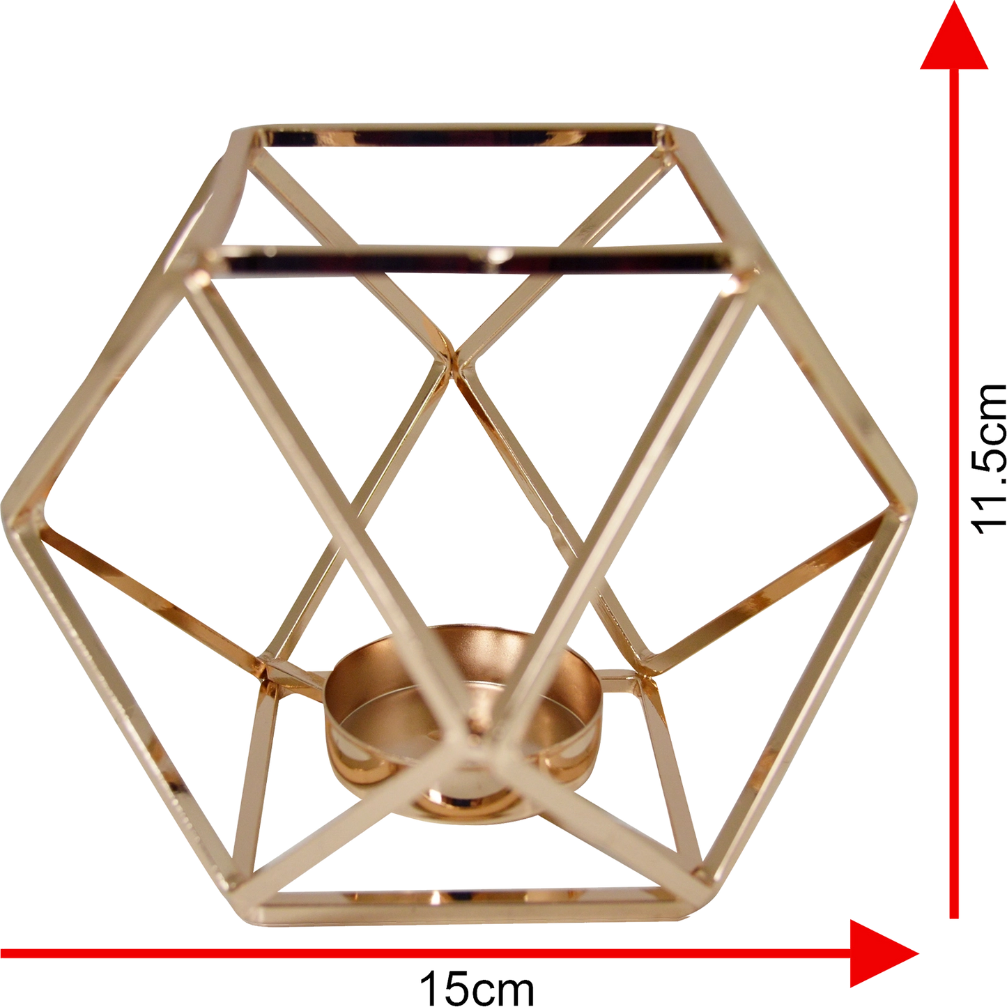 Abstract Metal Hexagonal Candle Holder Measurements of 15cm by 11.5cm