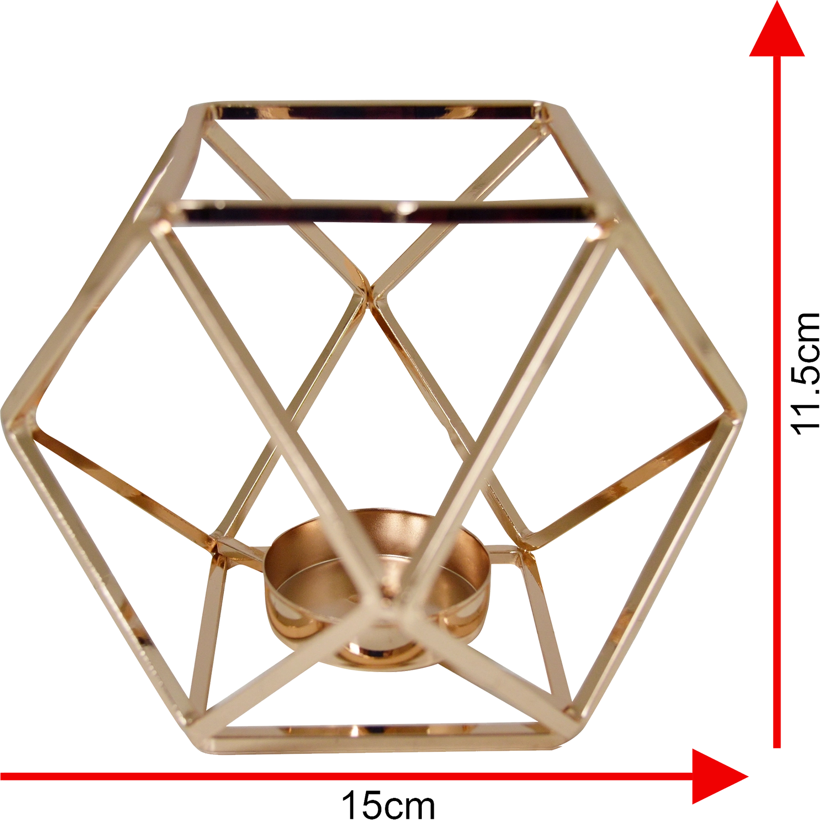 Abstract Metal Hexagonal Candle Holder Measurements of 15cm by 11.5cm