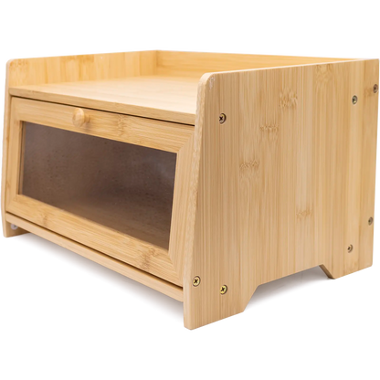 Bamboo Single-Layer Bread Bin with Top Shelf