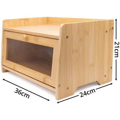 Bamboo Single-Layer Bread Bin with Top Shelf