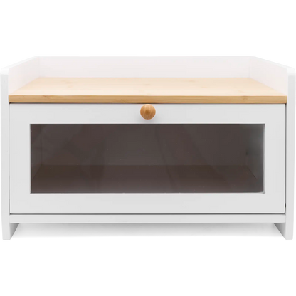 White Bamboo Single-Layer Bread Bin with Top Shelf