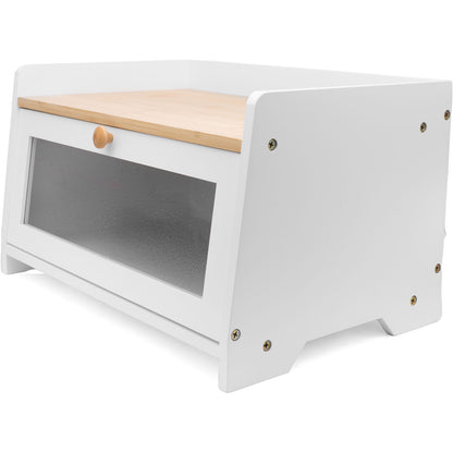 White Bamboo Single-Layer Bread Bin with Top Shelf