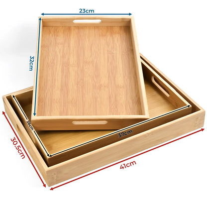 Bamboo Set of 3 Serving Trays