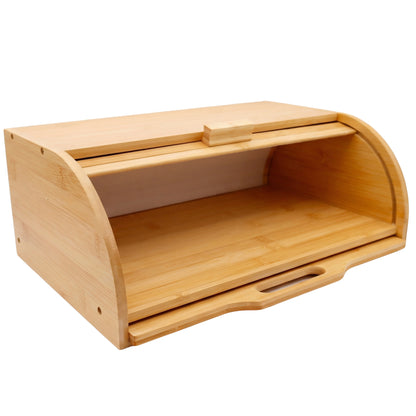 Bamboo Bread Box with Slide-Out Chopping Board