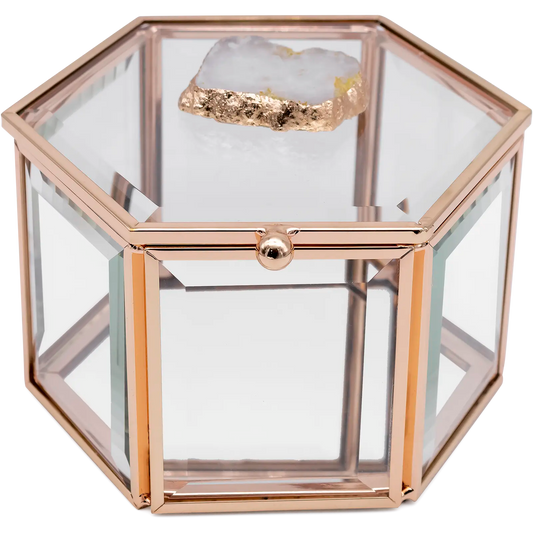 Hexagonal Glass Agate Jewellery Display Box
