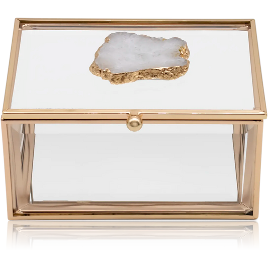 Rectangular Glass Agate Jewellery Display Box