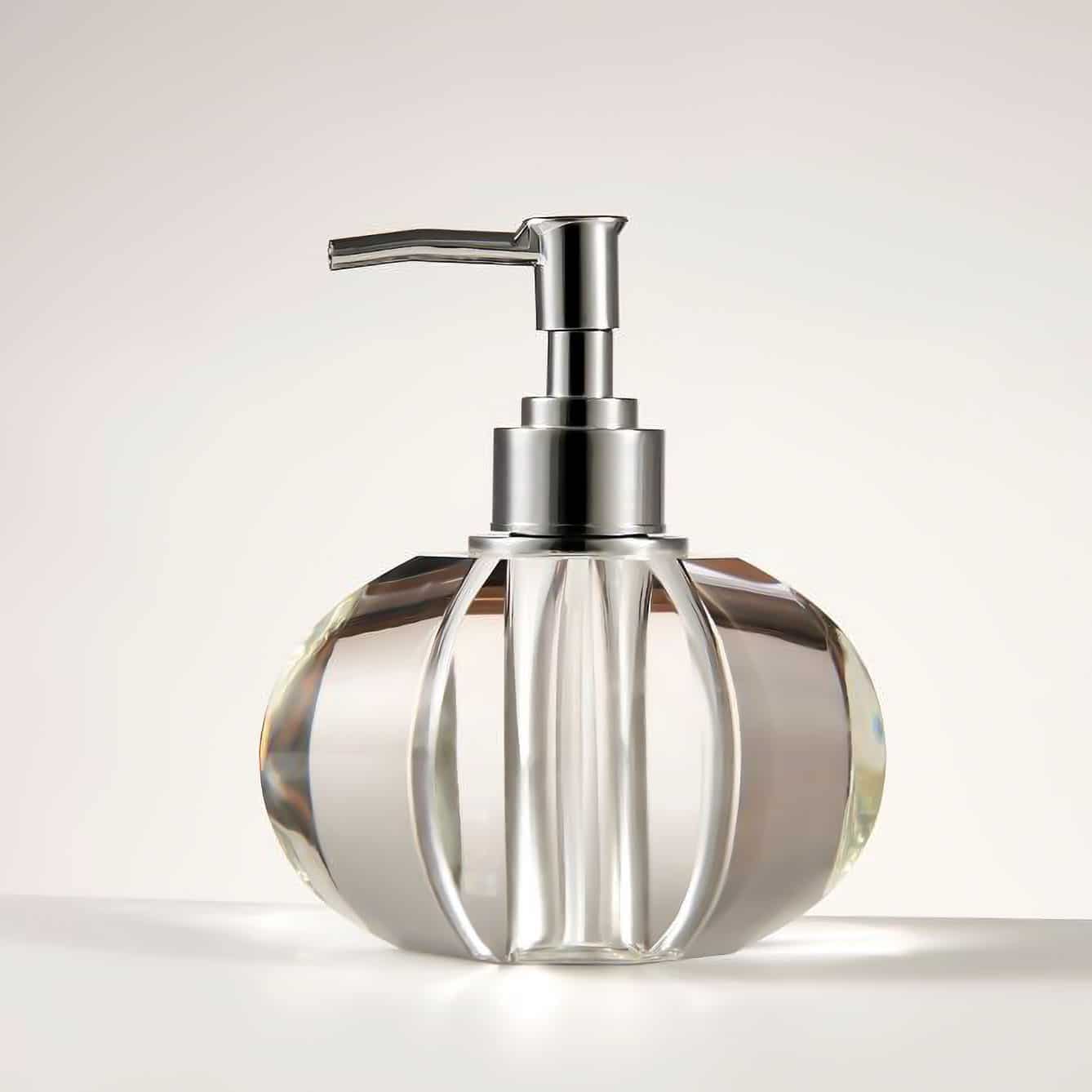 Round Refillable Clear Glass Soap Dispenser