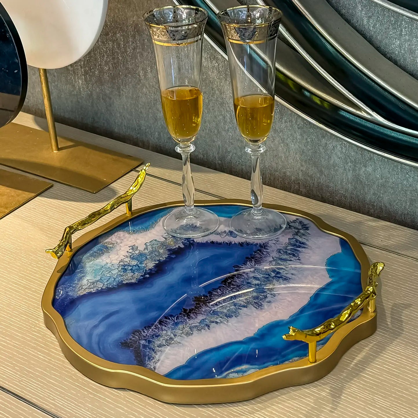 Blue Agate Theme Decor Tray