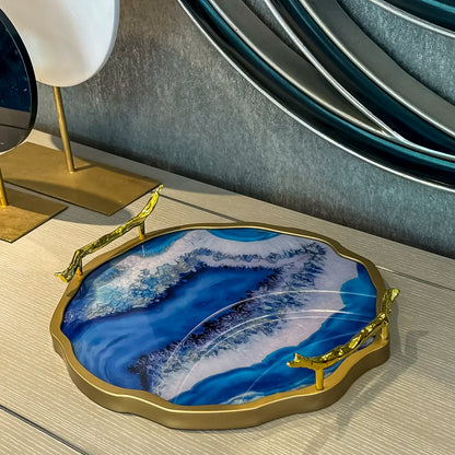 Blue Agate Theme Decor Tray