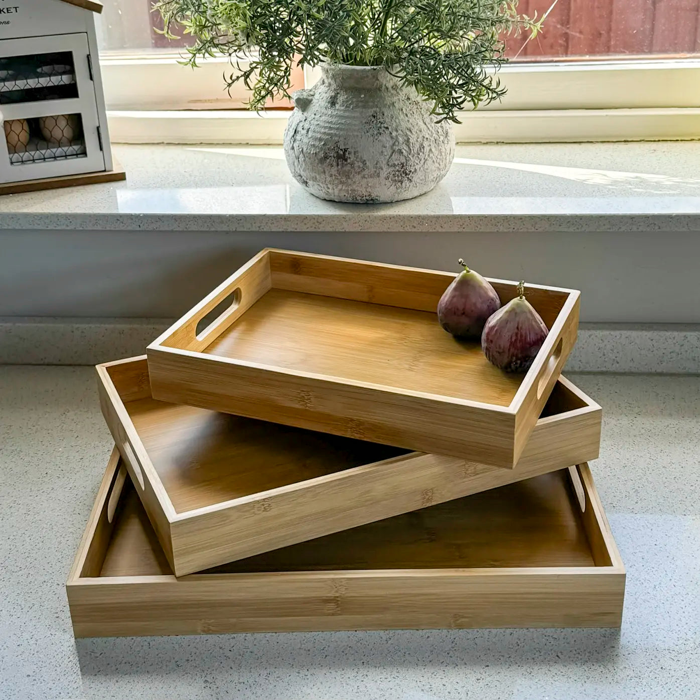 Bamboo Set of 3 Serving Trays