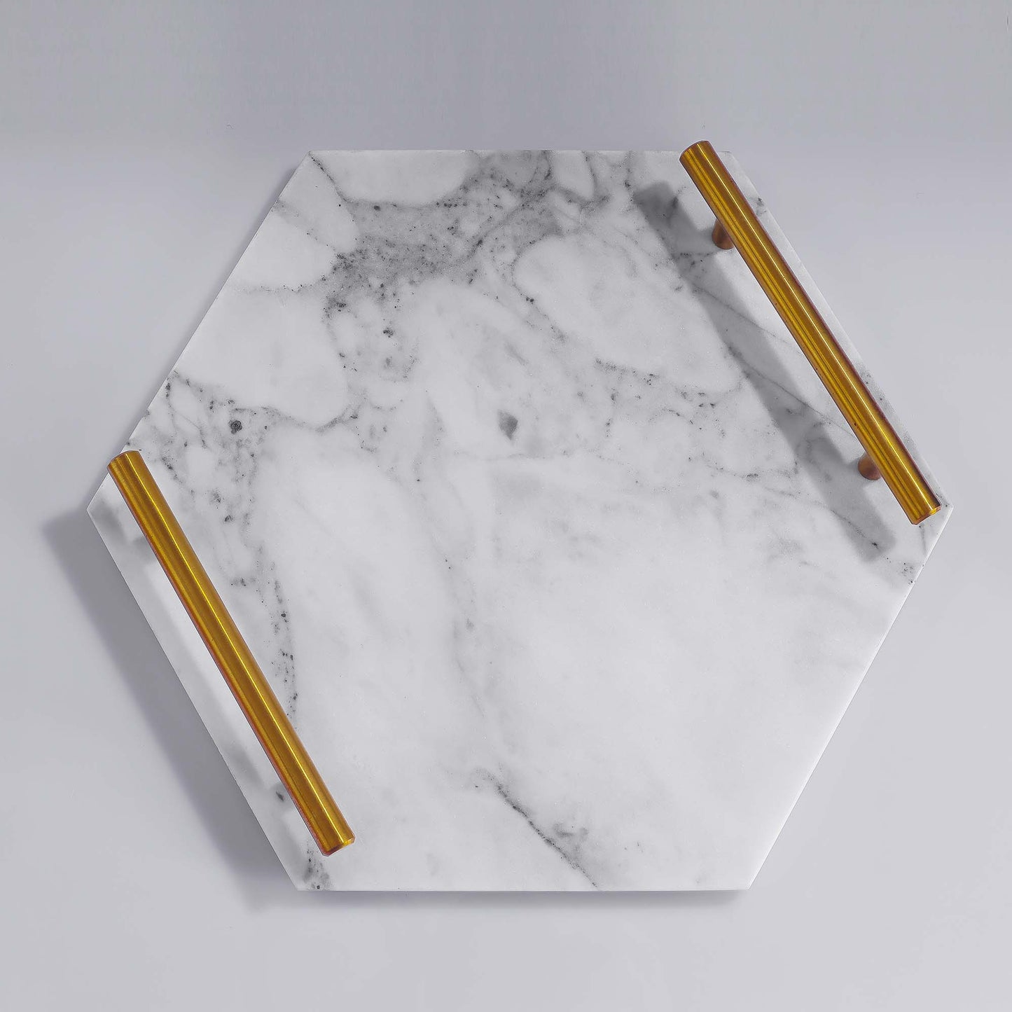 Hexagonal White Marble Decorative Tray