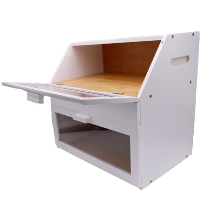 White 3 Compartment Bamboo Bread Bin