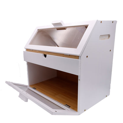 White 3 Compartment Bamboo Bread Bin