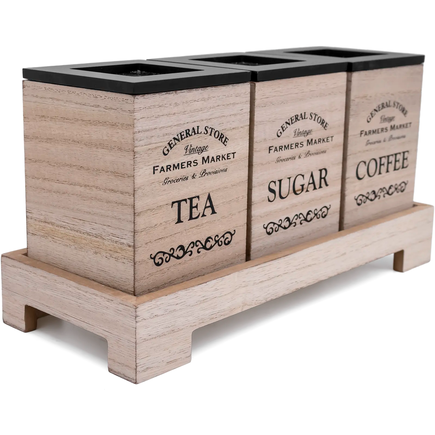 Farmhouse Tea Coffee Sugar and Bread Bin Storage Box Set