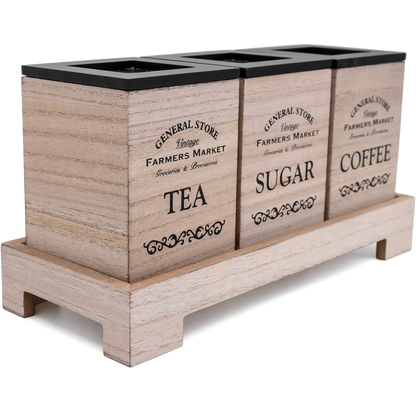 Farmhouse Tea Coffee Sugar and Bread Bin Storage Box Set