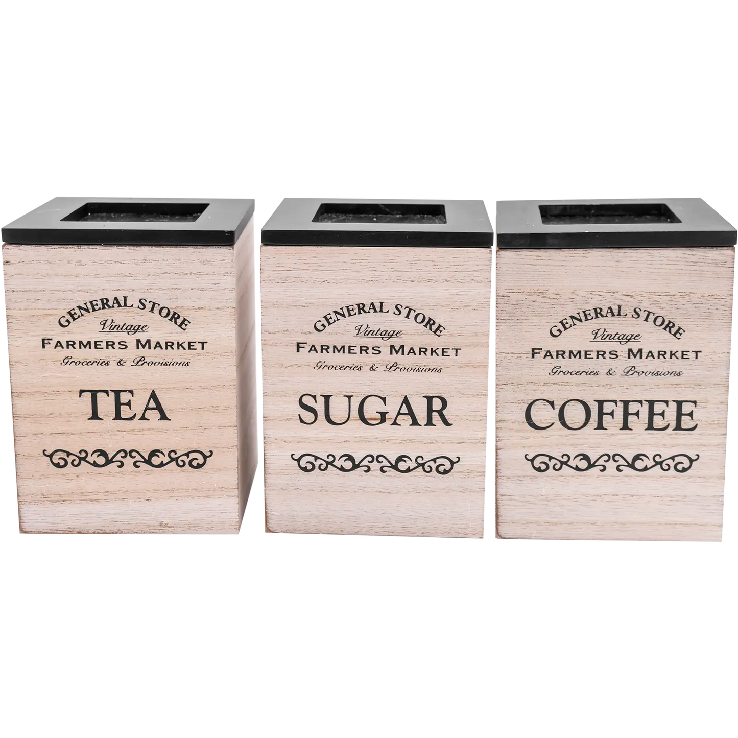 Farmhouse Tea Coffee Sugar and Bread Bin Storage Box Set