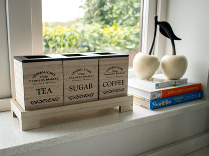 Farmhouse Tea Coffee Sugar and Bread Bin Storage Box Set