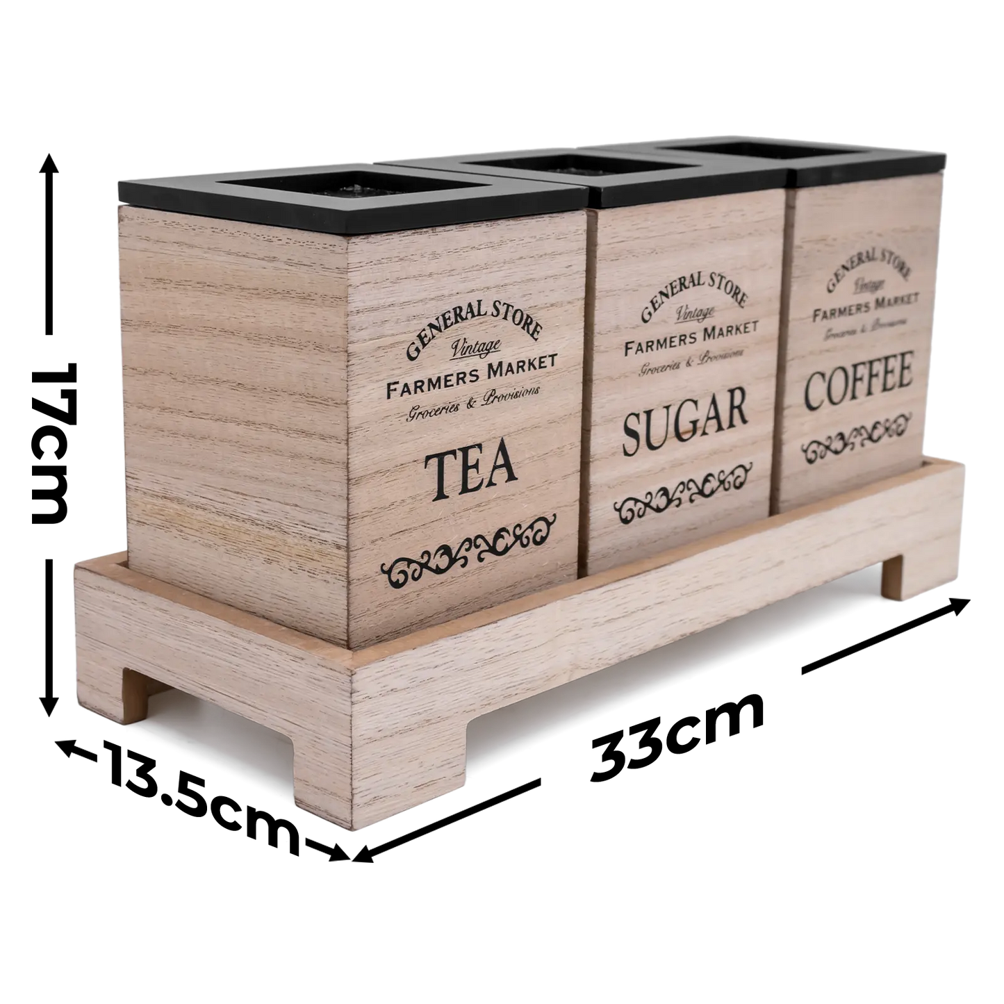 Farmhouse Tea Coffee Sugar and Bread Bin Storage Box Set