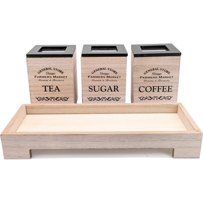 Farmhouse Tea Coffee Sugar and Bread Bin Storage Box Set