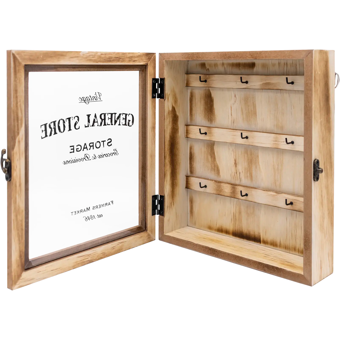 Farmhouse 9 Key Hook Holder Box Cabinet