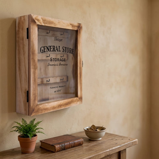 Farmhouse 9 Key Hook Holder Box Cabinet