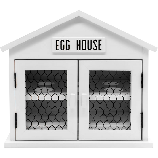 White Wooden Counter-Top Egg Holder Storage Box, Egg House