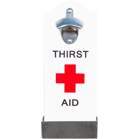‘Thirst Aid’ White Bottle Opener