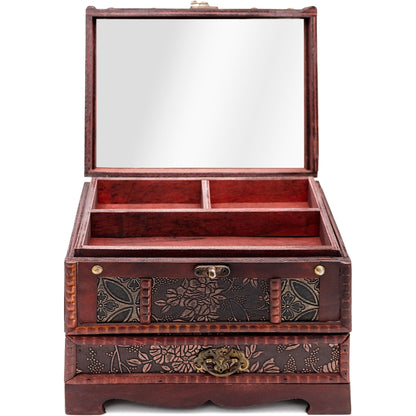 Gold Leaf Jewellery Box with Mirror
