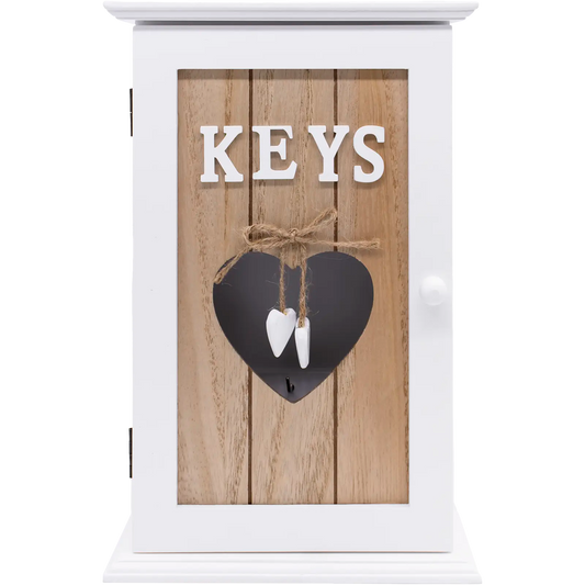 6 Key Hook Holder 'KEYS' Heart Keyhole Box, Hangable