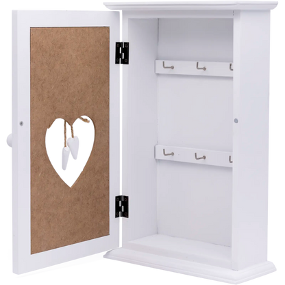 6 Key Hook Holder 'KEYS' Heart Keyhole Box, Hangable
