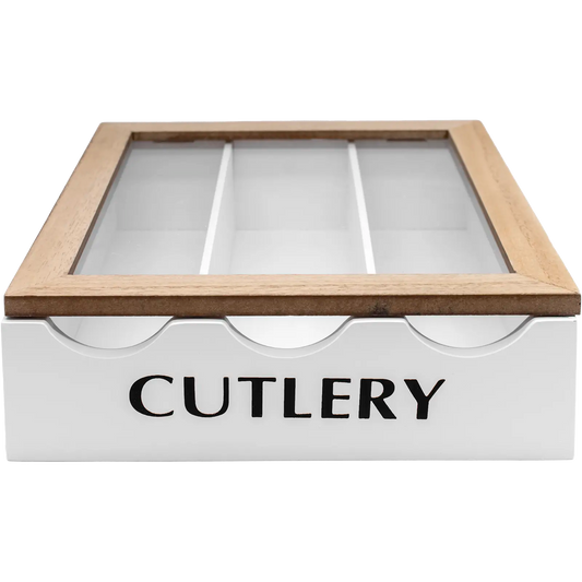 3 Compartment Window Lid Cutlery Utensil Organiser