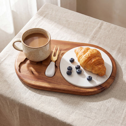 Acacia Wood & Marble Cheese Board Set