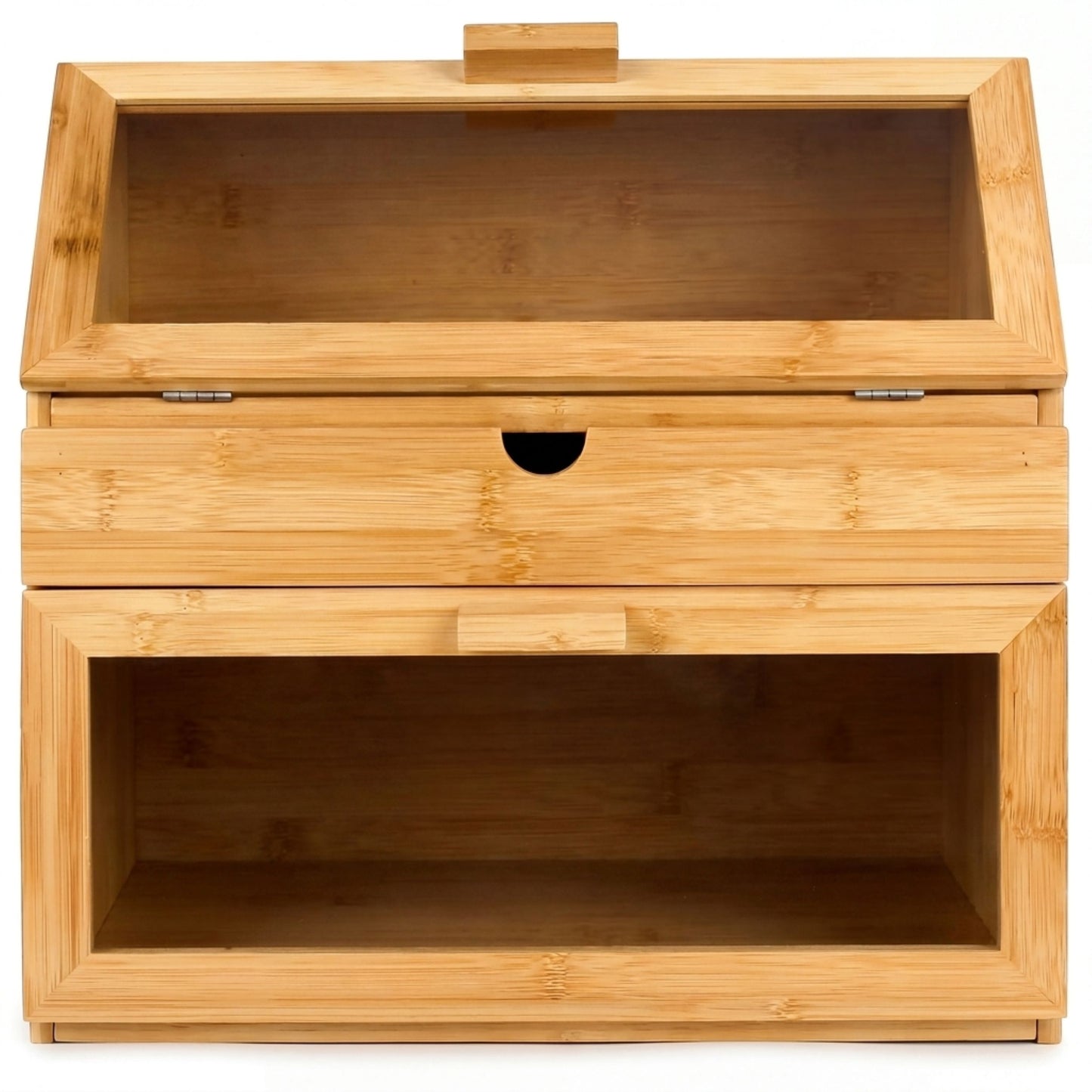 Large Bamboo 3-Compartment Bread Bin