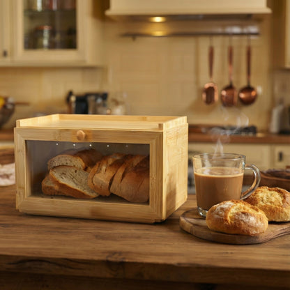 Rectangular Bamboo Single-Layer Bread Bin