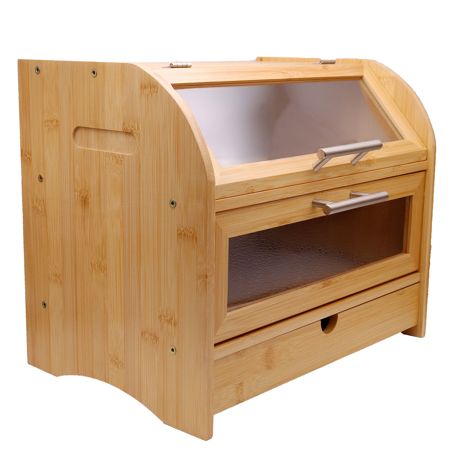 Wooden pet crate with a transparent door on a white background