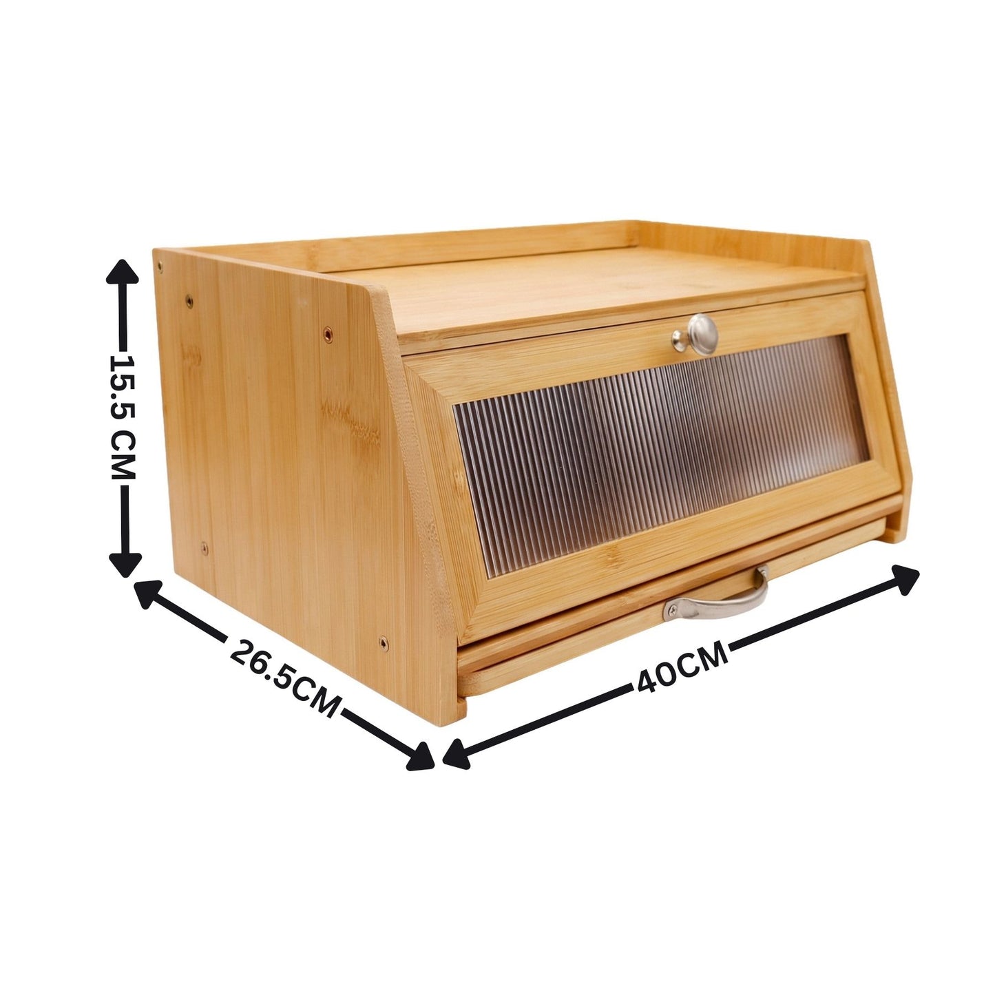 Bamboo Bread Bin Box with Chopping Board Fluted Panel