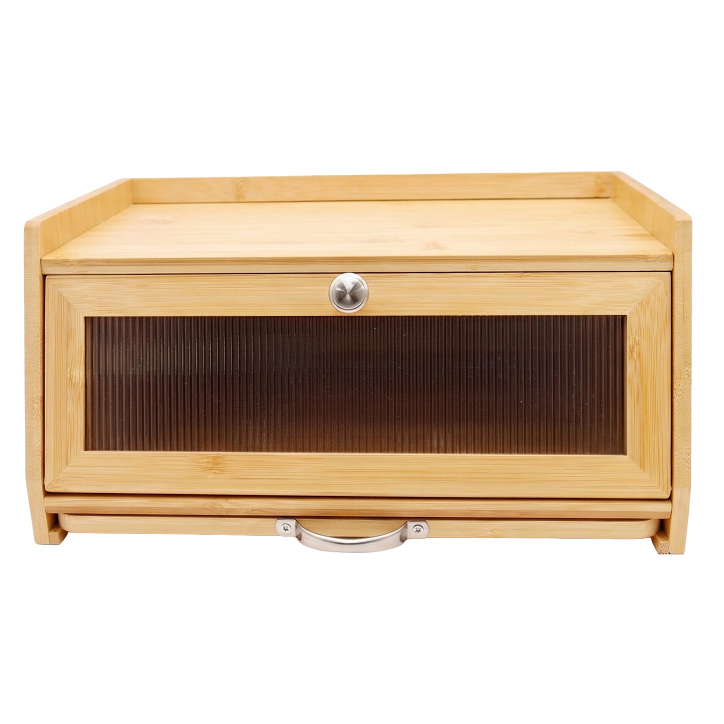 Bamboo Bread Bin Box with Chopping Board Fluted Panel