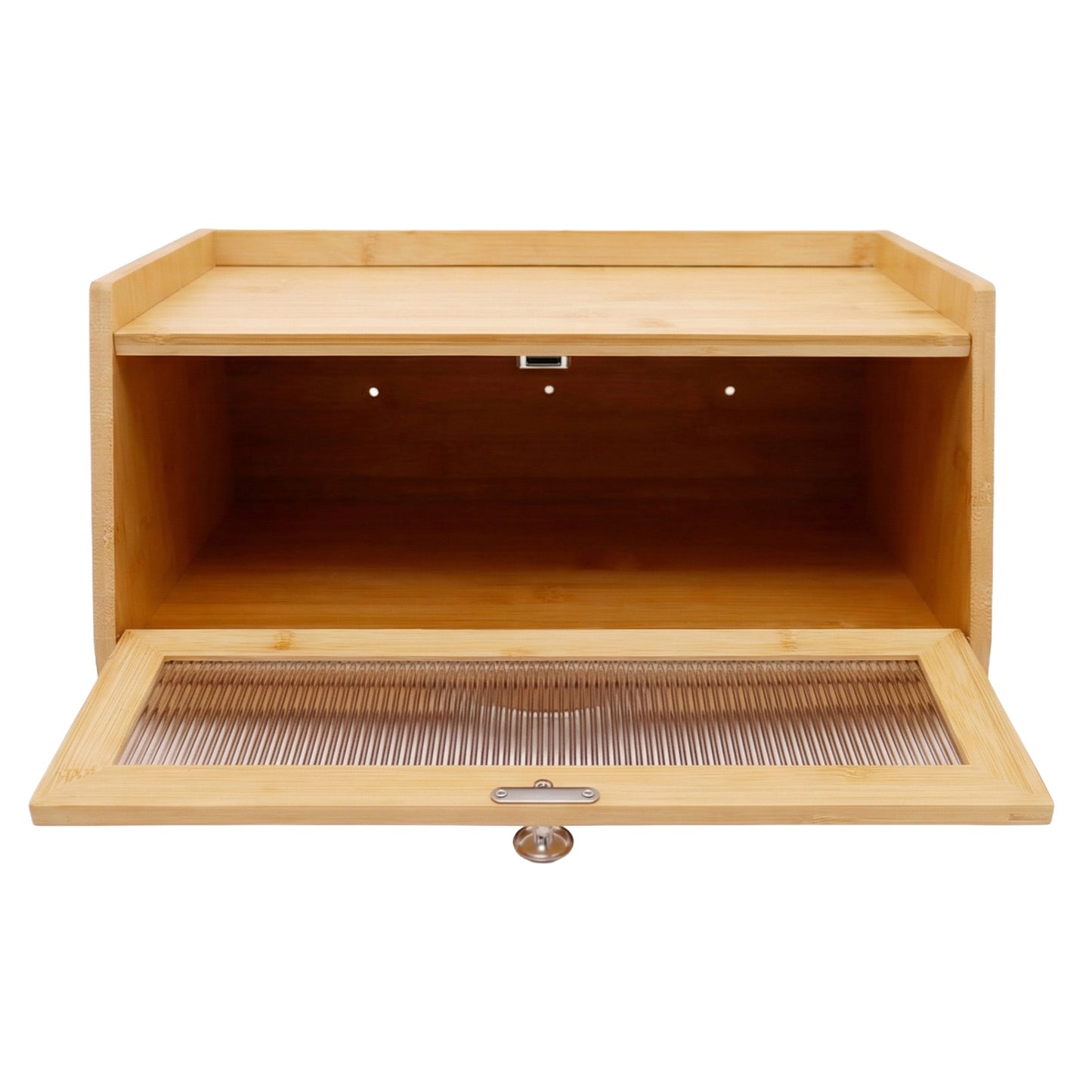 Bamboo Bread Bin Box with Chopping Board Fluted Panel