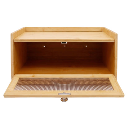 Bamboo Bread Bin Box with Chopping Board Fluted Panel