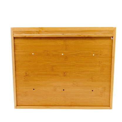 Large 2-Tier Bamboo Bread Bin with Fluted Windows