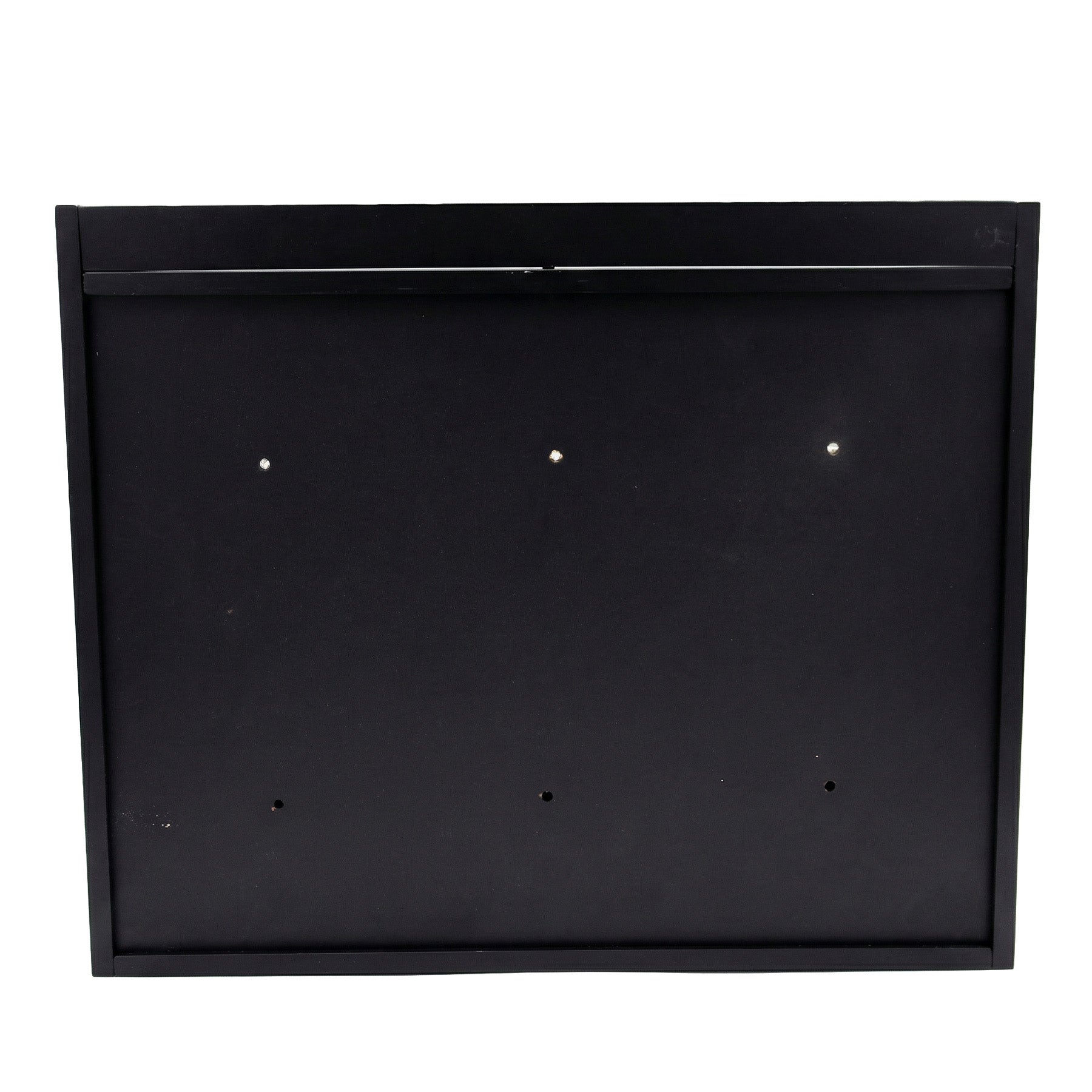 Black rectangular frame with small holes on a white background
