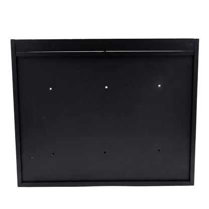 Black rectangular frame with small holes on a white background