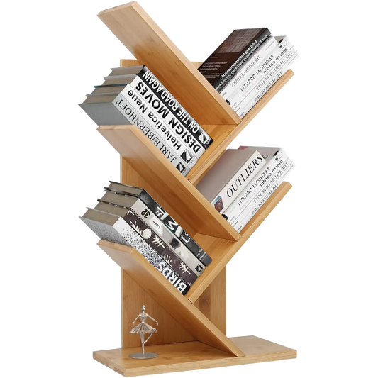 Bamboo Tree Bookshelf, 4-Tier Tabletop Bookcase