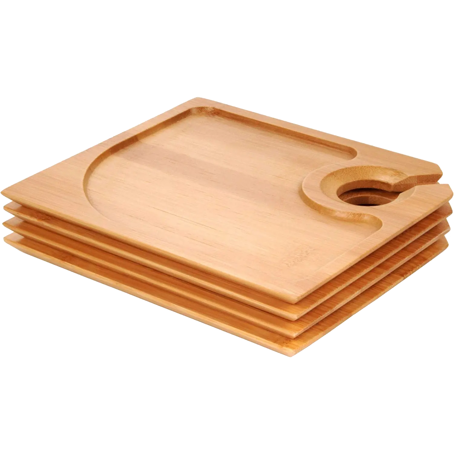 Set of 4 Bamboo Appetiser Cheese Board Tray Plates