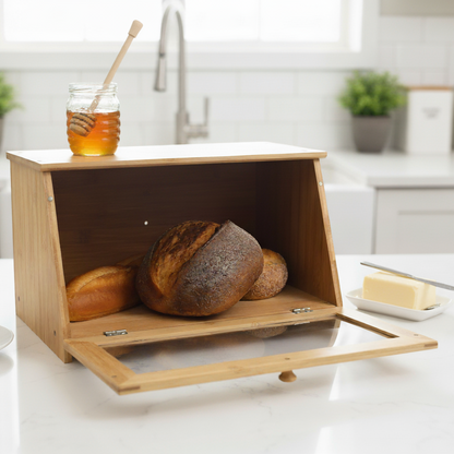Bamboo Bread Bin with Acrylic Window