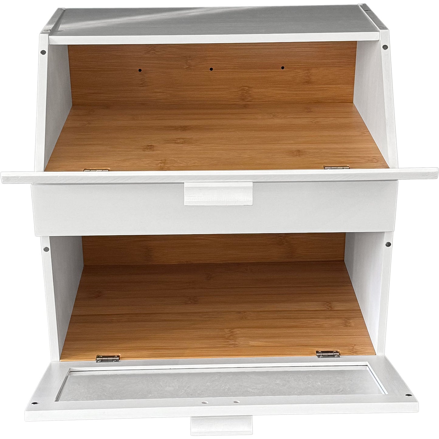 White 3 Compartment Bamboo Bread Bin