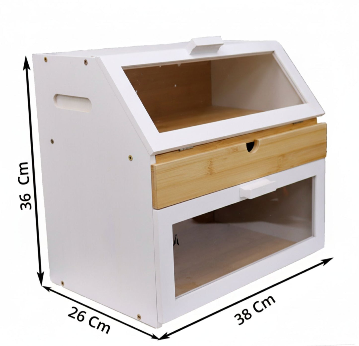 White 3 Compartment Bamboo Bread Bin