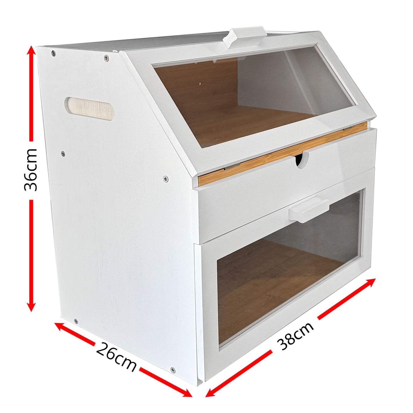 White 3 Compartment Bamboo Bread Bin